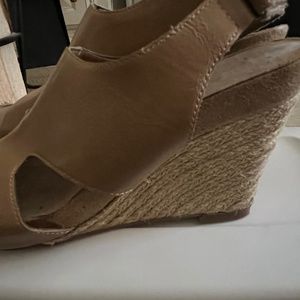 Leather top wedge sandal